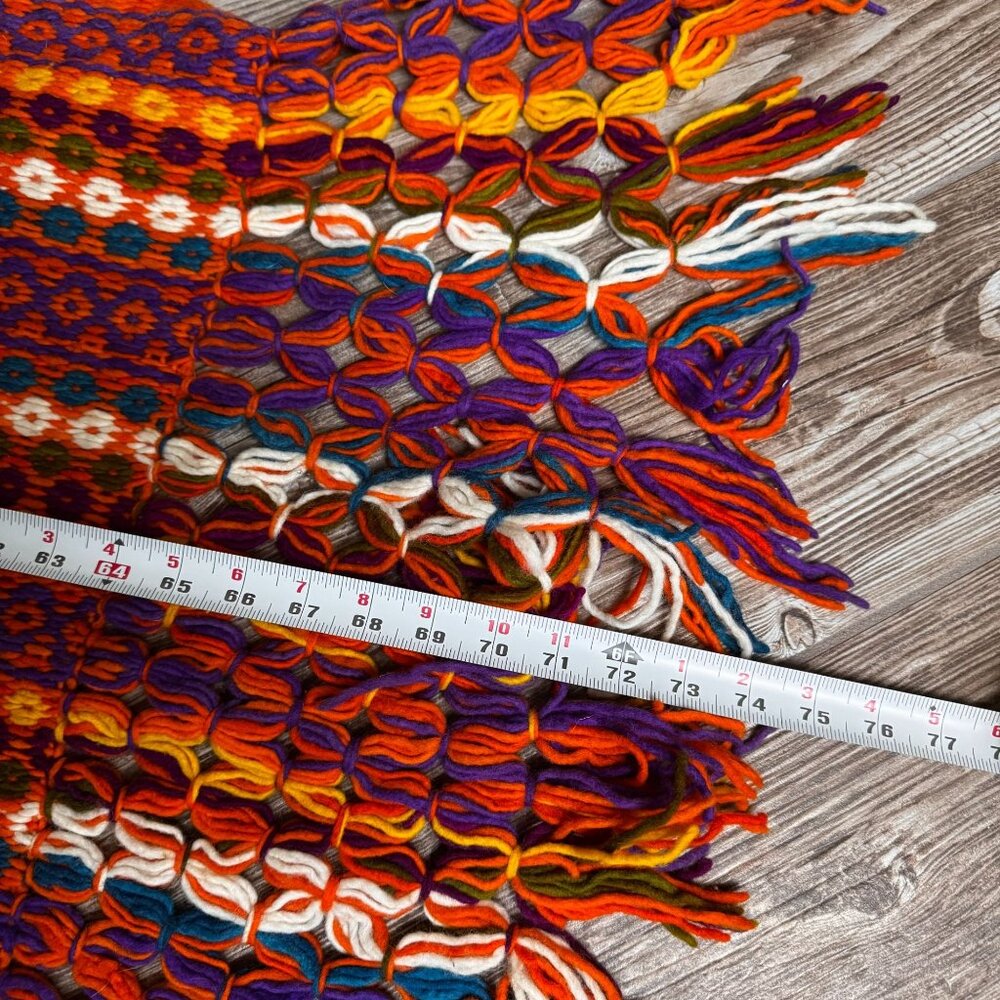 Handwoven Wool Blanket Throw End Bed‎ Colorful Scarf Fringed Edges Tribal Boho - Picture 6 of 7